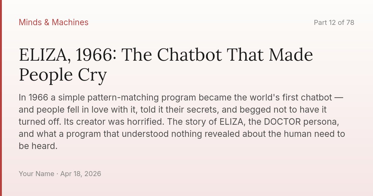 ELIZA, 1966: The Chatbot That Made People Cry